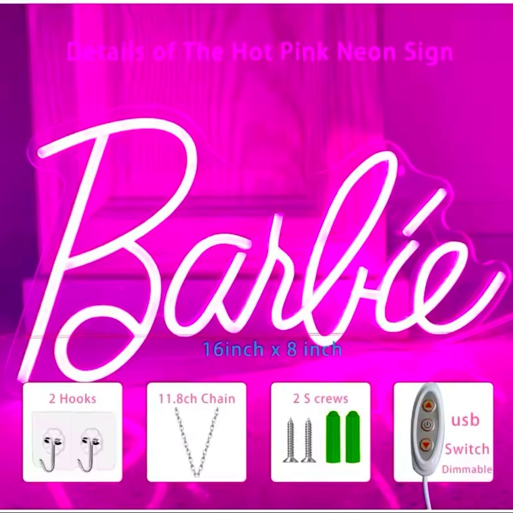 Hot Pink Neon Barbie LED Light Girly Room Dorm Office Beauty Room Decor - Picture 2 of 4